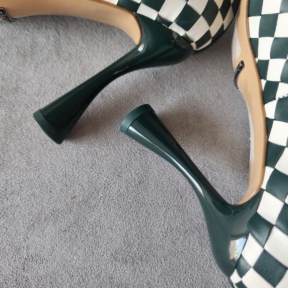 Gianni Bini Pumps 6 Green Leather Colton Intrecciato Check Square Toe New $100 - Picture 12 of 15
